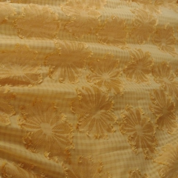 Lulus Charm and Charisma Mustard Yellow Burnout Floral Midi Dress Size L - Picture 7 of 14